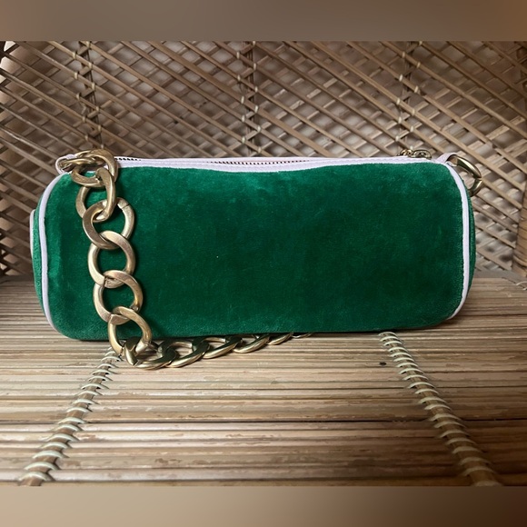 Y2K Vintage Juicy Couture Green Velour Barrel Bag - Picture 4 of 13